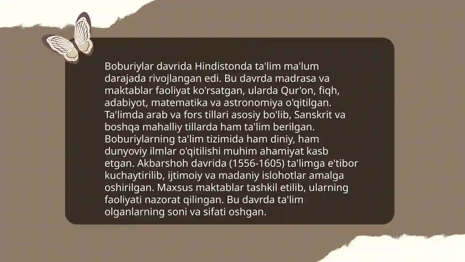 Bobur va boburiylar merosida tarbiyaga oid qarashlar 4