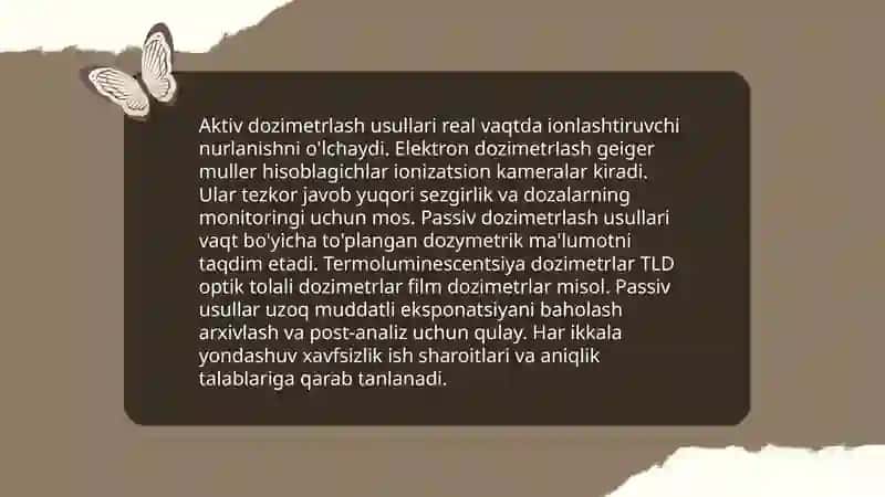 Dozimetriya metodlari.Dozimetrik asboblar tasnifi 4