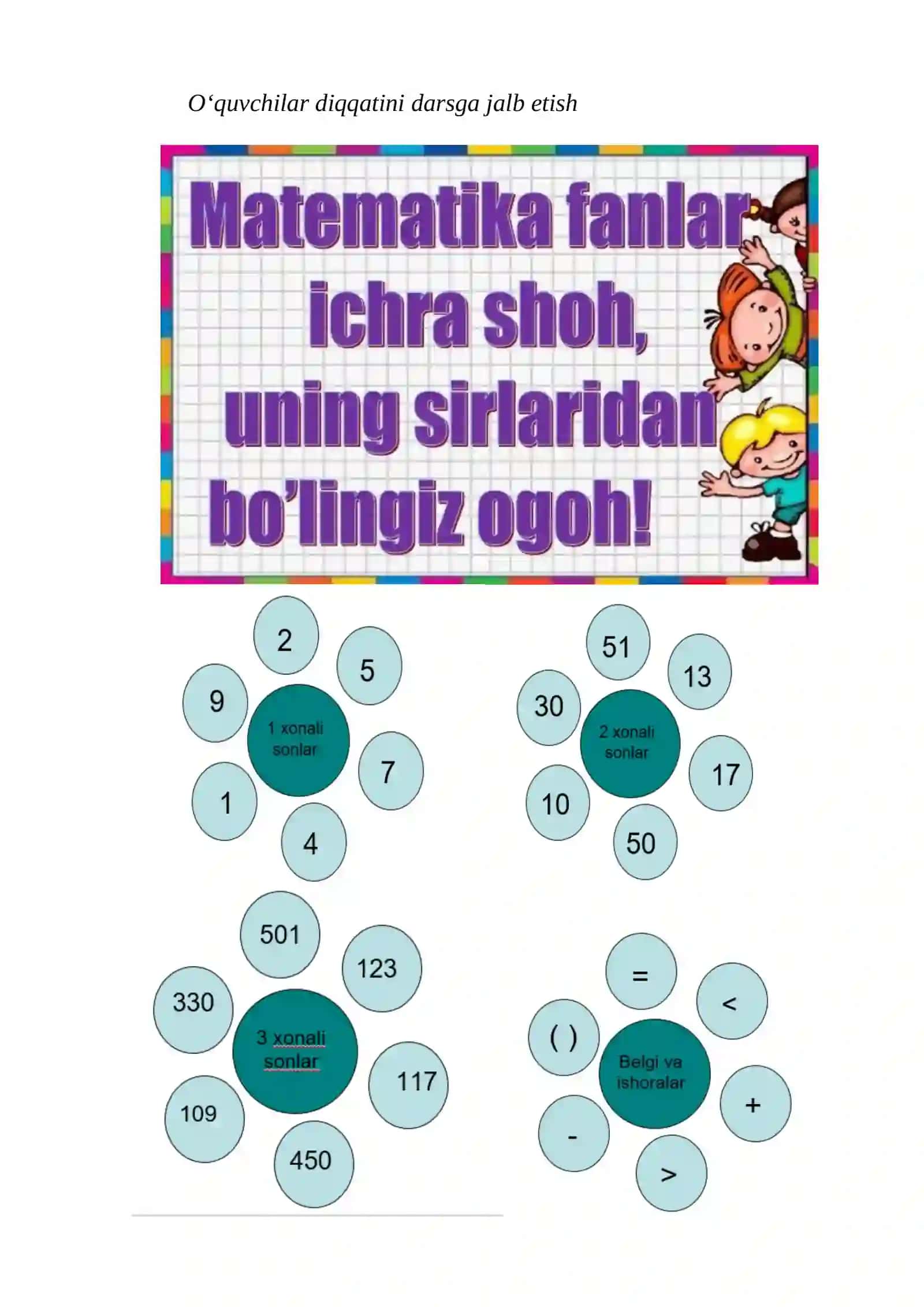 3-sinf matematika fanidan Burchakli bo'lish 2-chorak uchun dars ishlanma 4