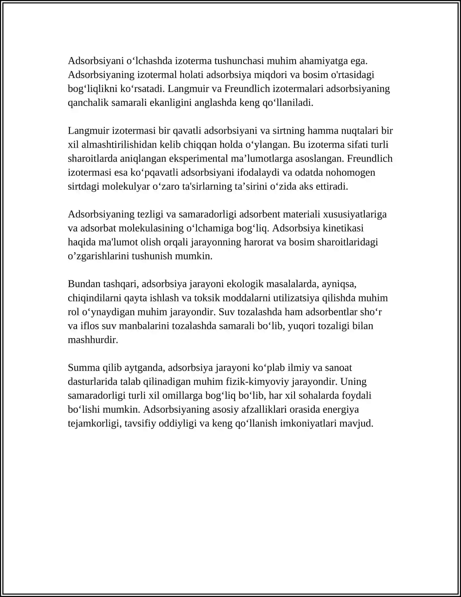 ABSORBSIYA VA ADSORBSIYA USULLARI EKOLOGIYA FANIDAN 4