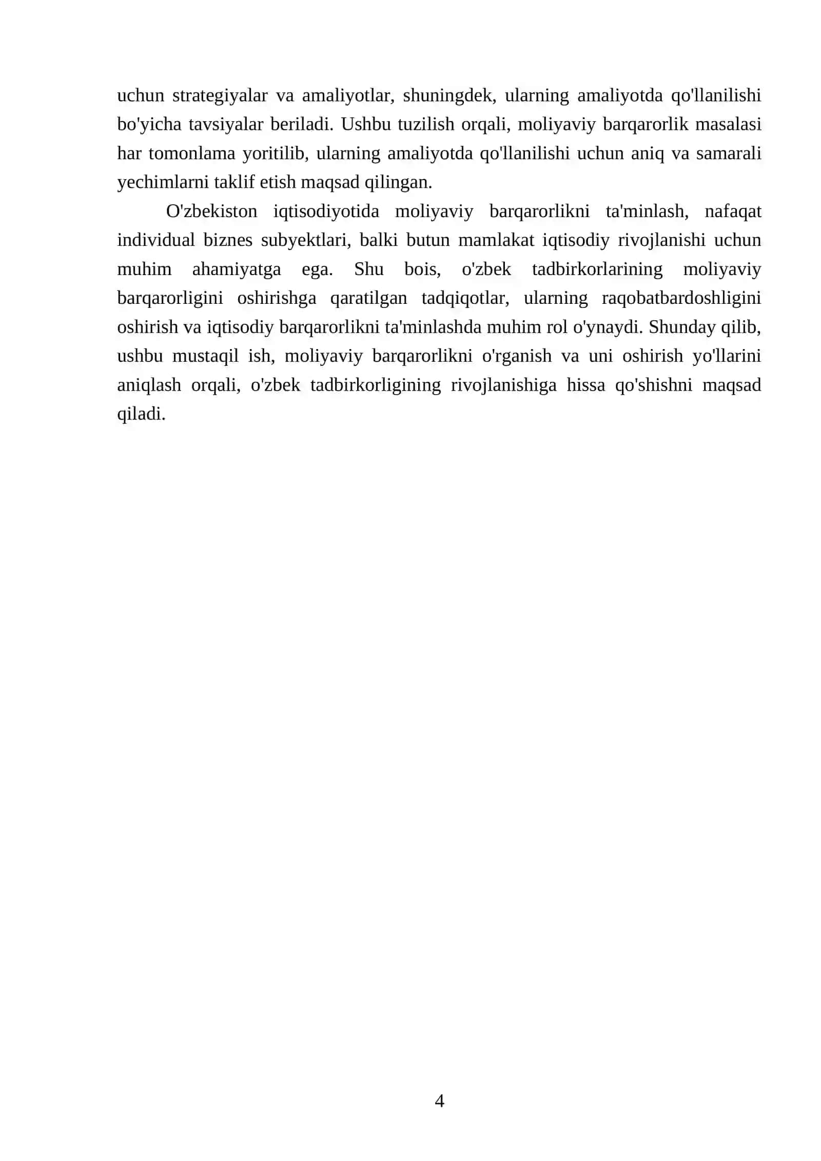 Biznes subyektlarning moliyaviy barqarorligi: baholash, ko‘rsatkichlari, oshirish yo’llari 4