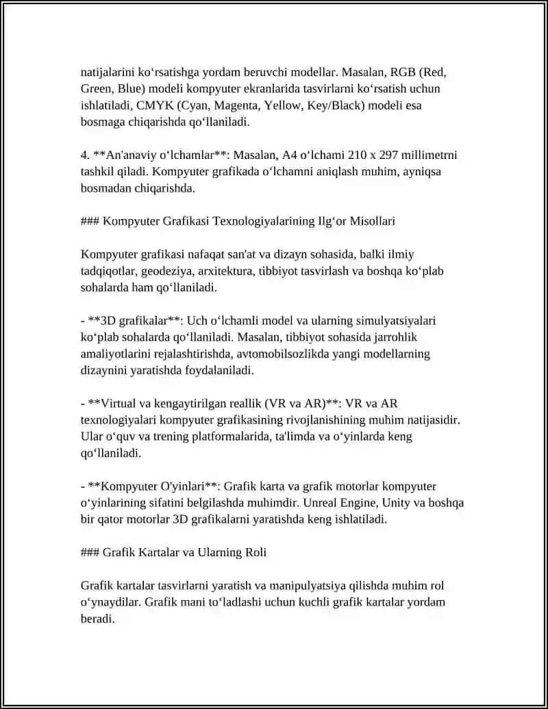 Kompyuter grafikasi va ularning turlari 4