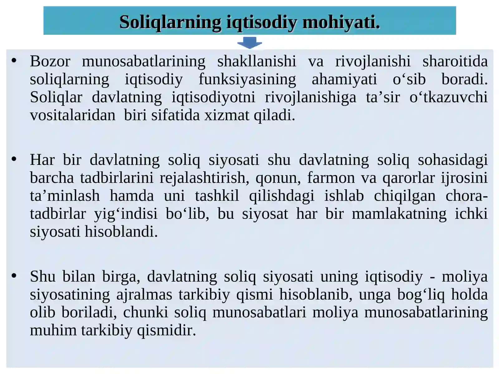 SOLIQLARNING IQTISODIY MOHIYATI VA SOLIQQA TORTISH PRINSIPLARI 4
