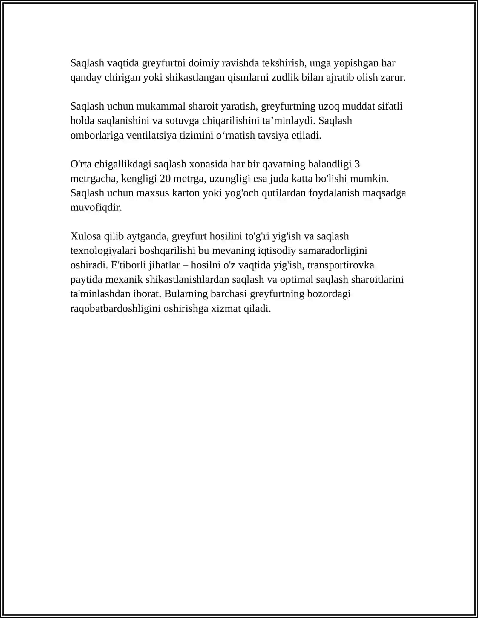 GREYFRUT MEVASINI SAQLASH VA QAYTA ISHLASH TEXNOLOGIYASI 4