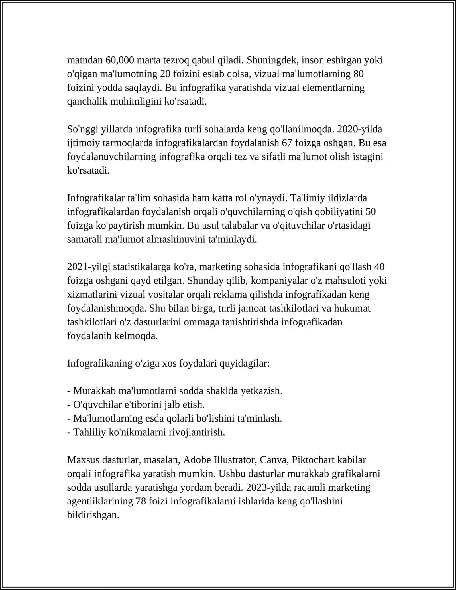 INFOGRAFIKA VA UNING TURLARI 4
