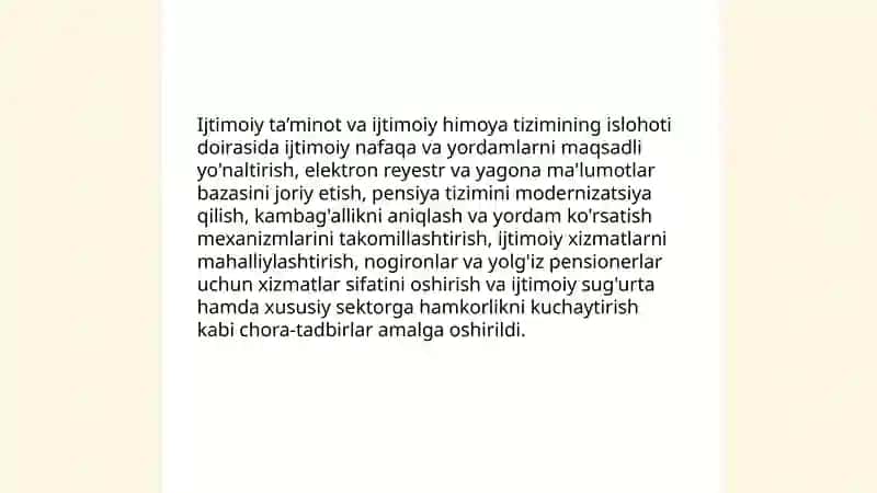 O'zbekistonda ijtimoiy sohada amalga oshirilayotgan o'zgarishlar mazmun va mohiyati 4