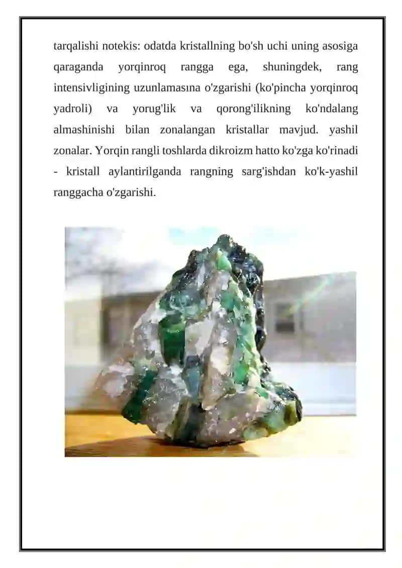 Zumrad pegmatit konining geologik tuzilishi va sanoatdagi ahamiyati 4