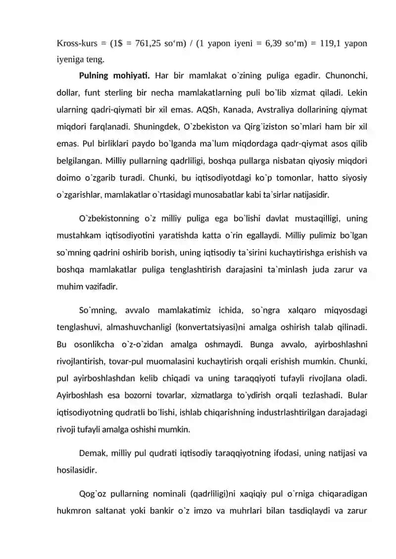 O'ZBEKISTON RESPUBLIKASI PUL TIZIMI VA UNING ELEMENTLARI 4
