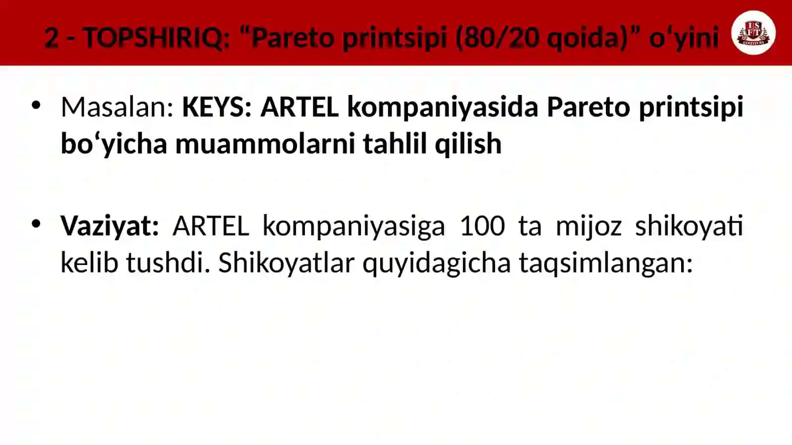 Biznes jarayonlarida muammolarni hal qilish usullari 4