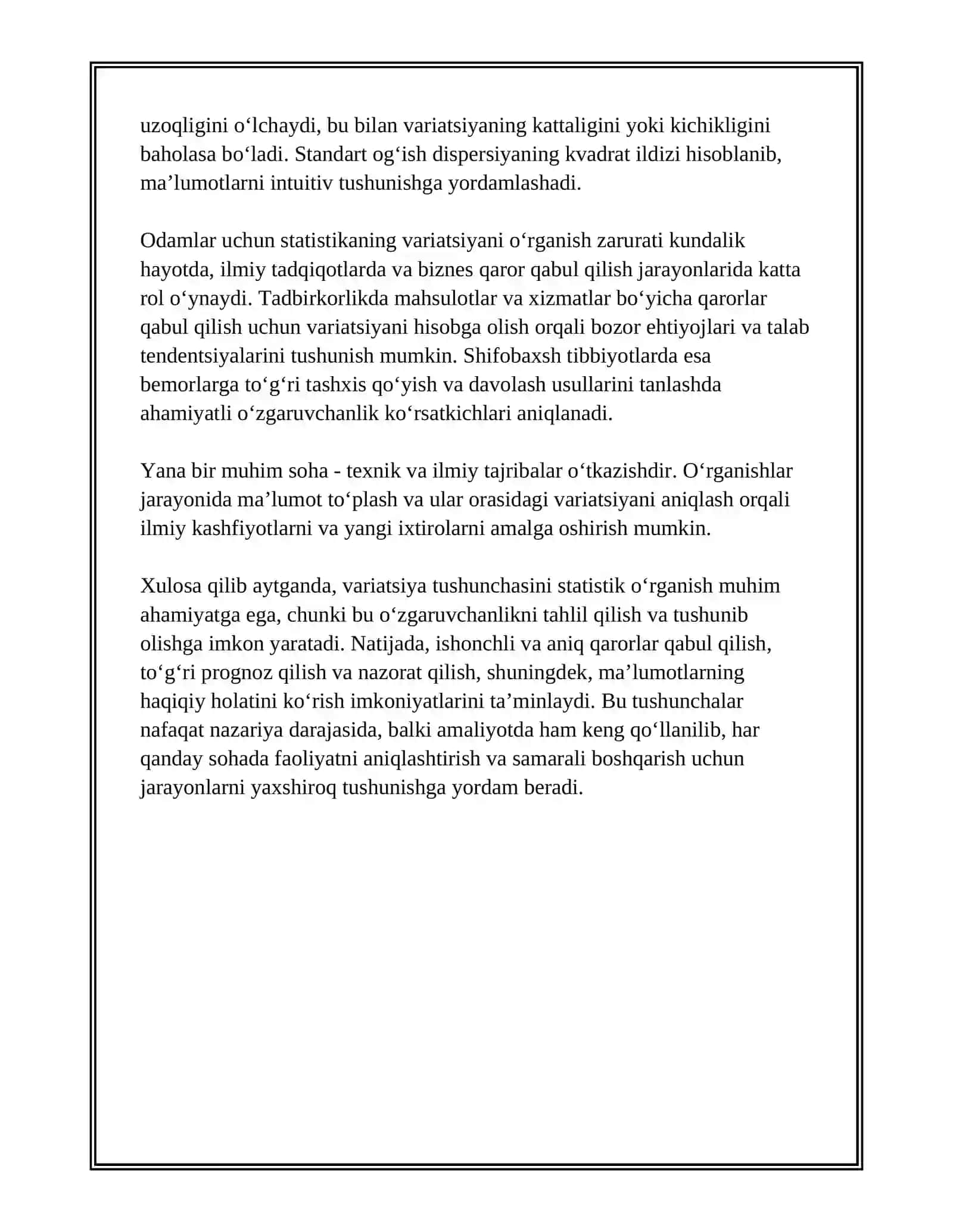 VARIATSIYANING STATISTIK O'RGANISH ZARURLIGI 4