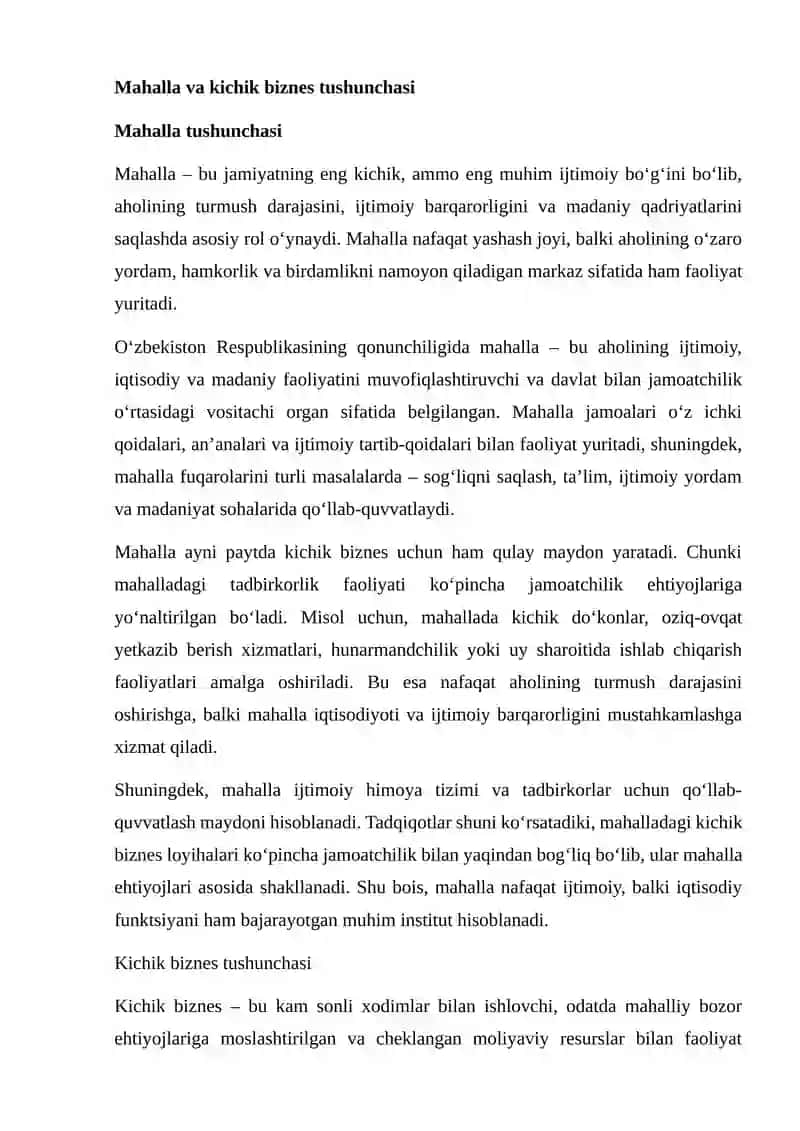 Mahalliy kichik biznes boshqaruv tizimini tahlil qilish va kuchli/zaif tomonlarini aniqlash yuzasidan tahliliy ma’lumot 4