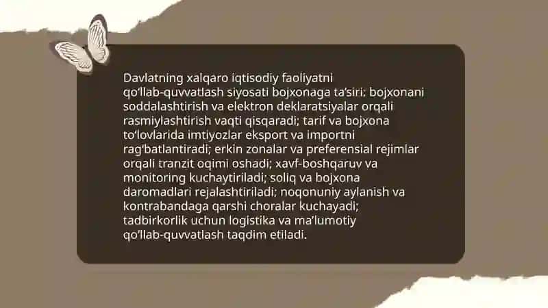Xalıq aralaıq sawda qatnasıqlarında bajıxana xızmeti 4
