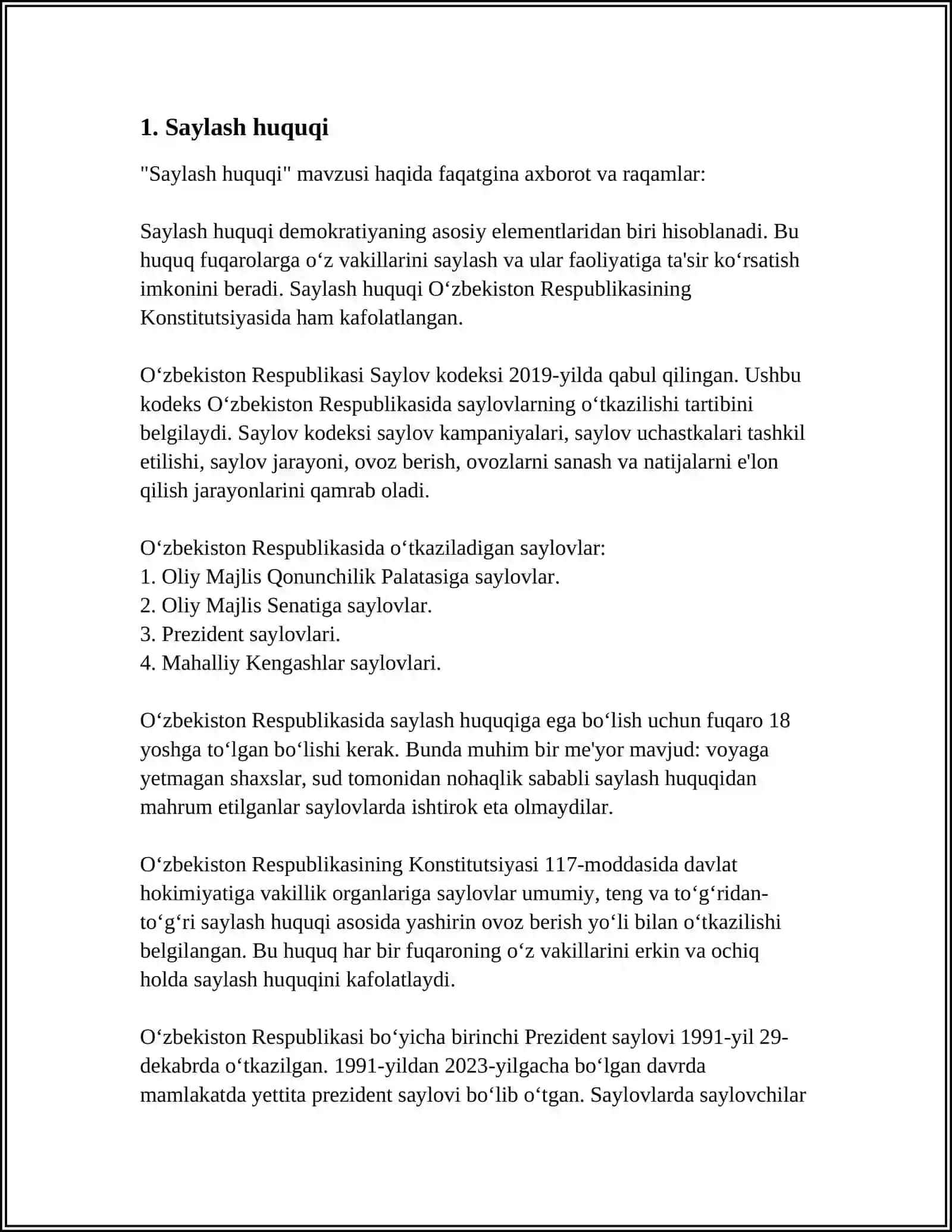 O'ZBEKISTON RESPUBLIKASI KONSTITUSIYASIDA SIYOSIY HUQUQLAR 4