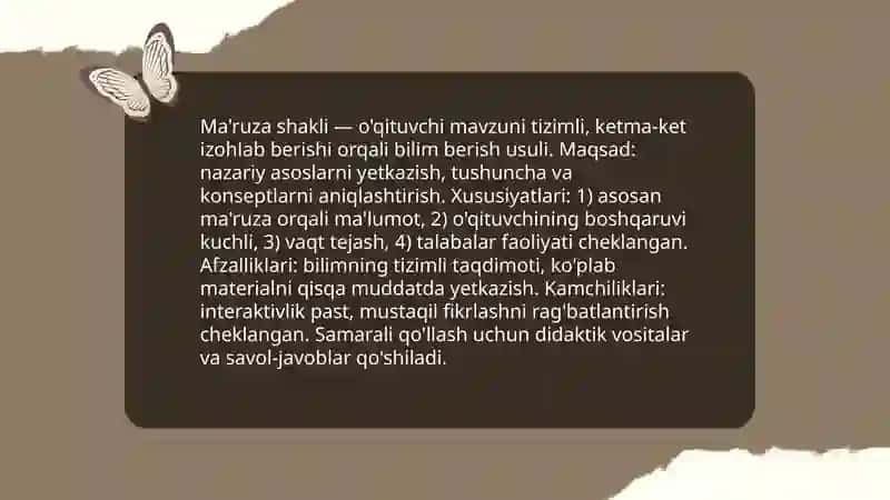 Ta'limni tashkil etish shakllari va turlari 4
