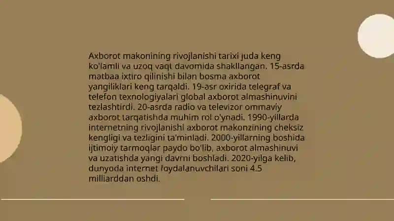 Internet tarmoqlarida axborot makoni haqida tushuncha berish 4