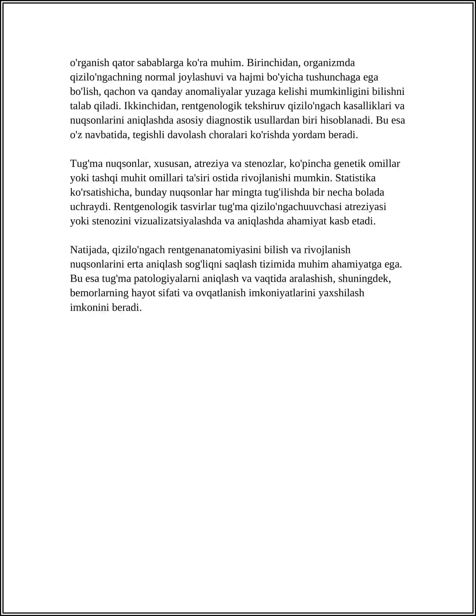 HAZM QILISH A'ZOLARINING RENTGENANATOMIYASI VA RIVOJLANISH NUQSONLARI 4