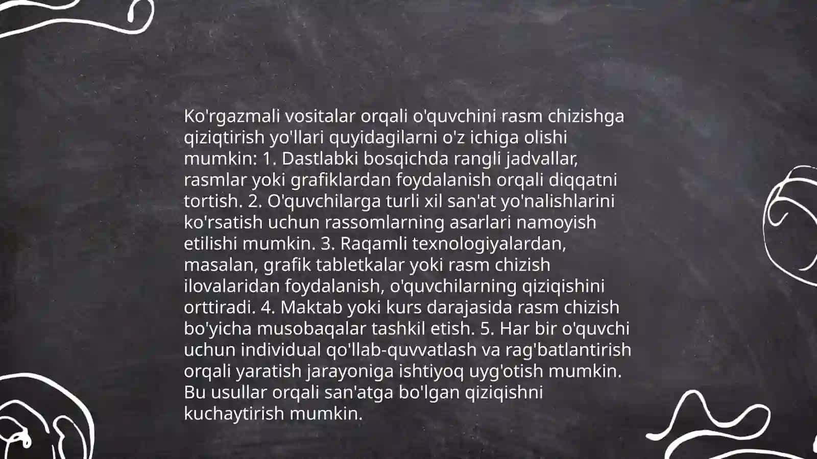 Bolalarga rasm chizish asoslarini o'rgatishning ahamiyati 4