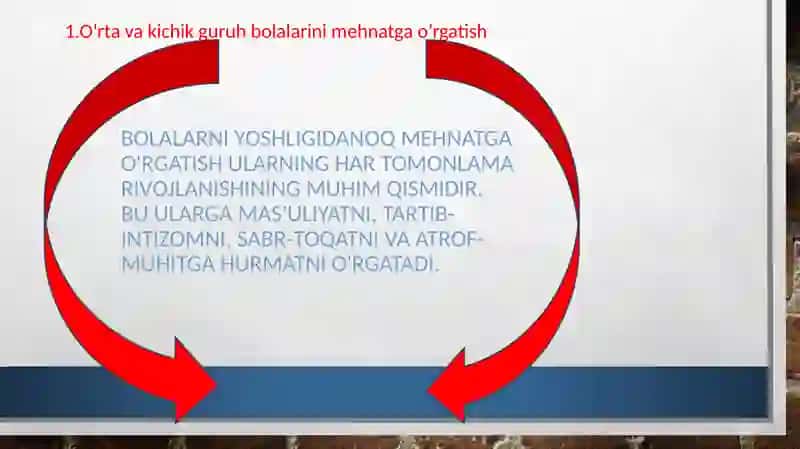 O'rta va kichik guruh bolalarni tabiatda kattalar mehnatimga o'rgatish (tabiat burchagida yer maydonchalarida navbatchilikka rahbarlik qilish 4