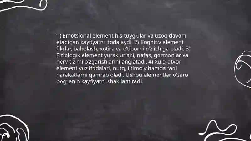 Kayfiyatning umumiy tavsifi va uning tuzilishi 4