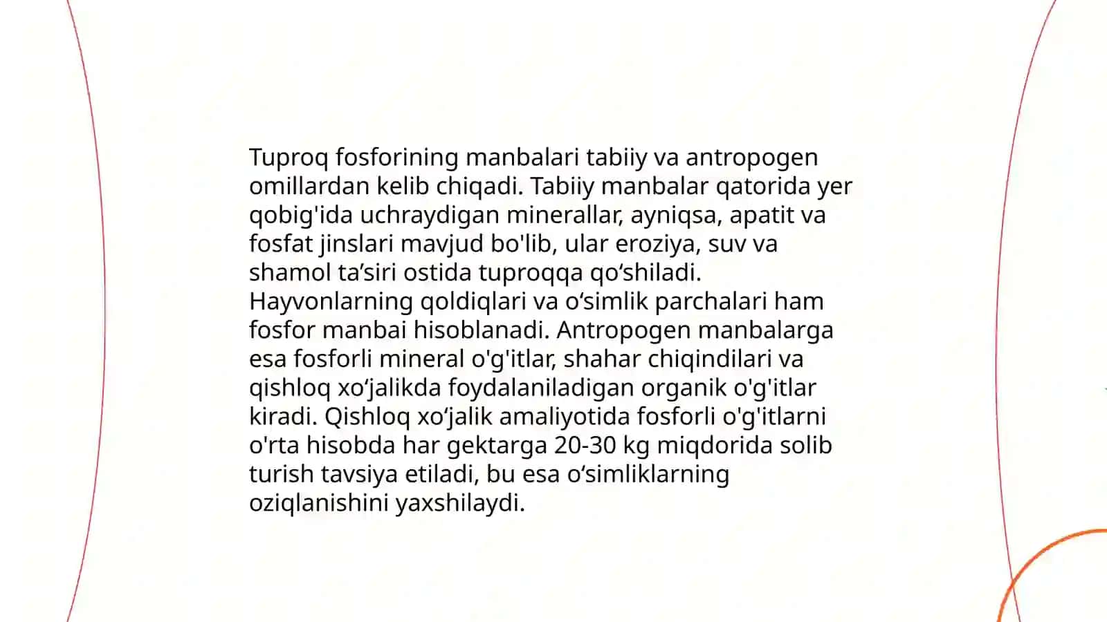 Tuproq tarkibida fosforning miqdori, xossalari va ularning ahamiyati 4