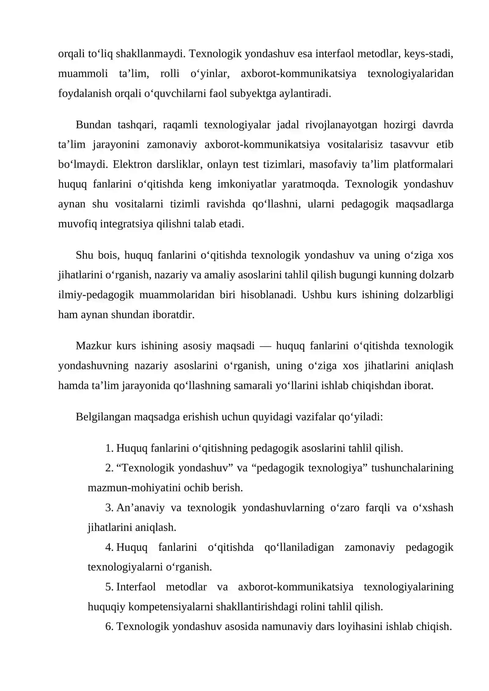 Huquq fanlarini ōqitishda texnologik yondawuv va uning ōziga xos jihatlari 4