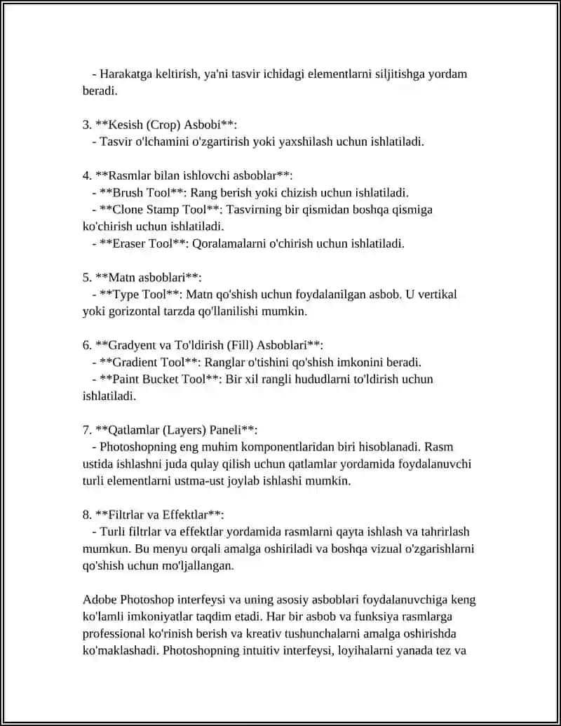 ADOBE PHOTOSHOP DASTURIDA TASVIRLARNI QAYTA ISHLASH VA MAXSUS EFFEKTLARNI QOʻLLASH 4