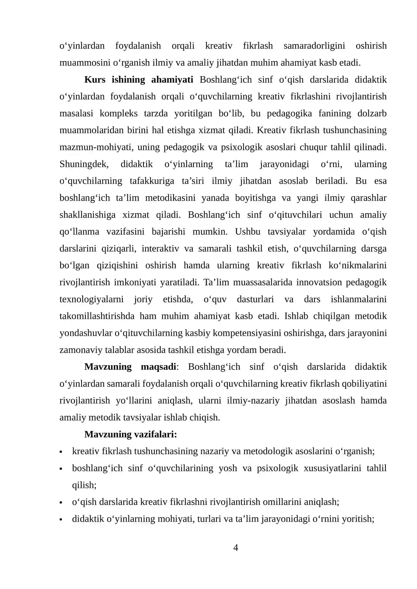 Boshlangʻich sinf oʻqish darslarida didaktik oʻyinlardan foydalanish orqali kreativ fikrlash samaradorligini oshirish 4