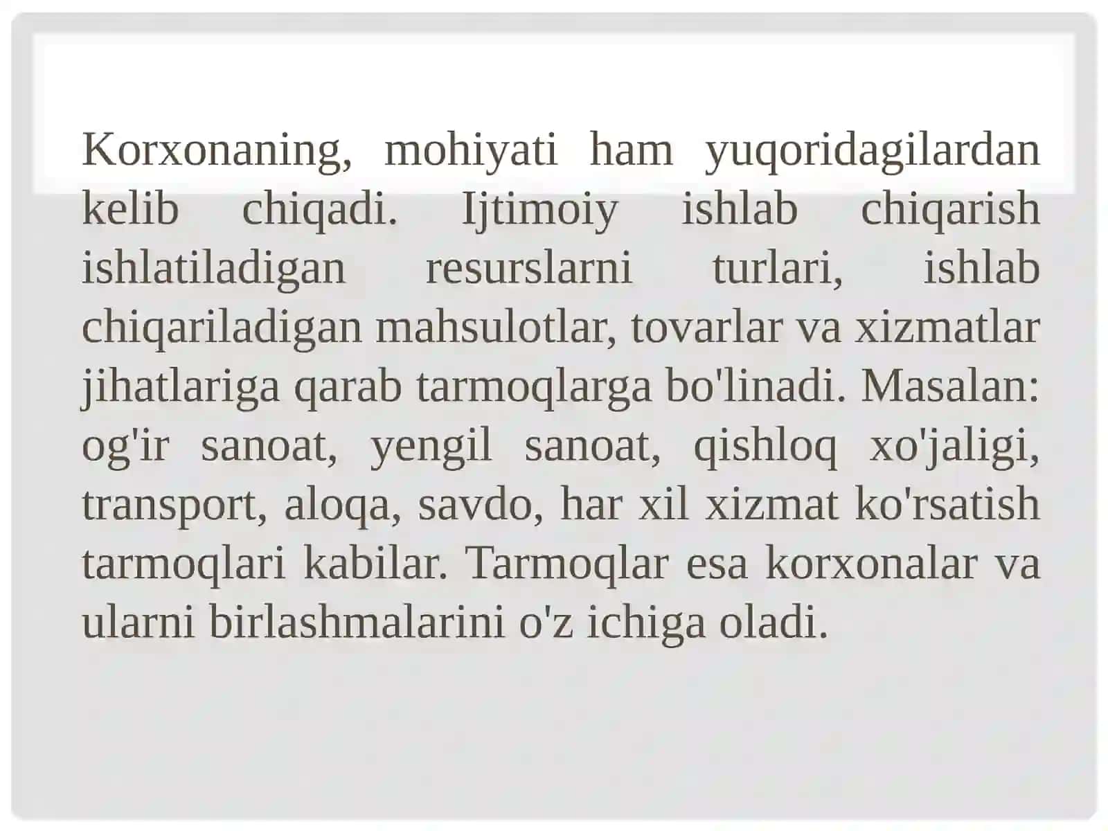 Korxona-Mustaqil xo'jalik yurituvchi bozor sub'ekti 4
