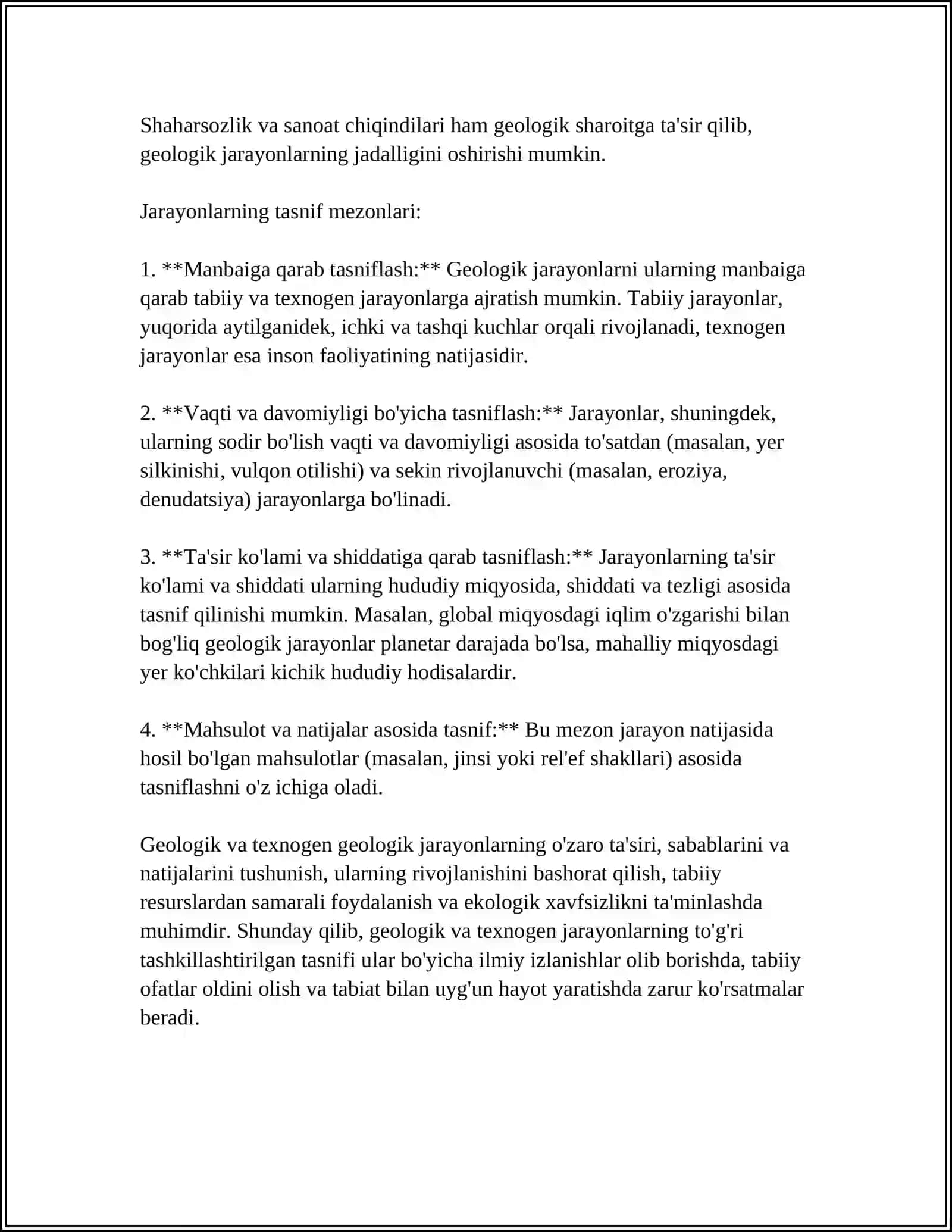 GEOLOGIK VA TEXNOGEN GEOLOGIK JARAYONLAR VA HODISALARNING TASNIFI 4