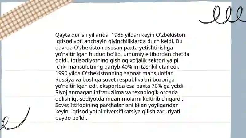 Qayta qurish yillarida Oʻzbekistondagi ijtimoiy siyosiy vaziyat 4