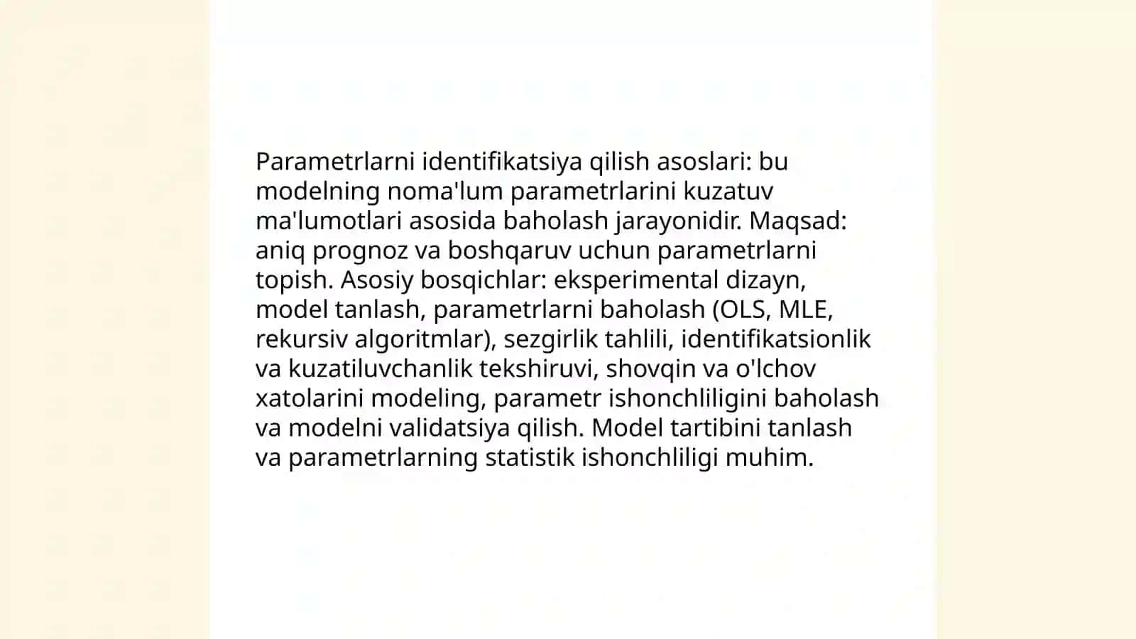 Model parametrlar tahlili mavzusiga taqdimot tayyorlash 4