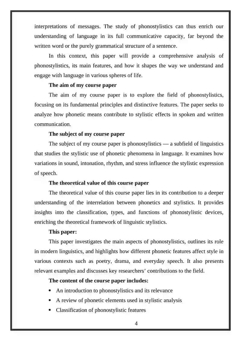 PHONOSTYLISTICS AND ITS MAIN FEATURES 4
