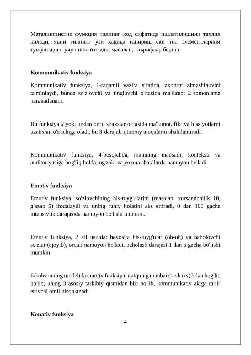 Tilning ijtimoiy vazifalari. R.O.Yakobson Lingvomadaniyatshunoslikning o'rni va ahamiyati 4