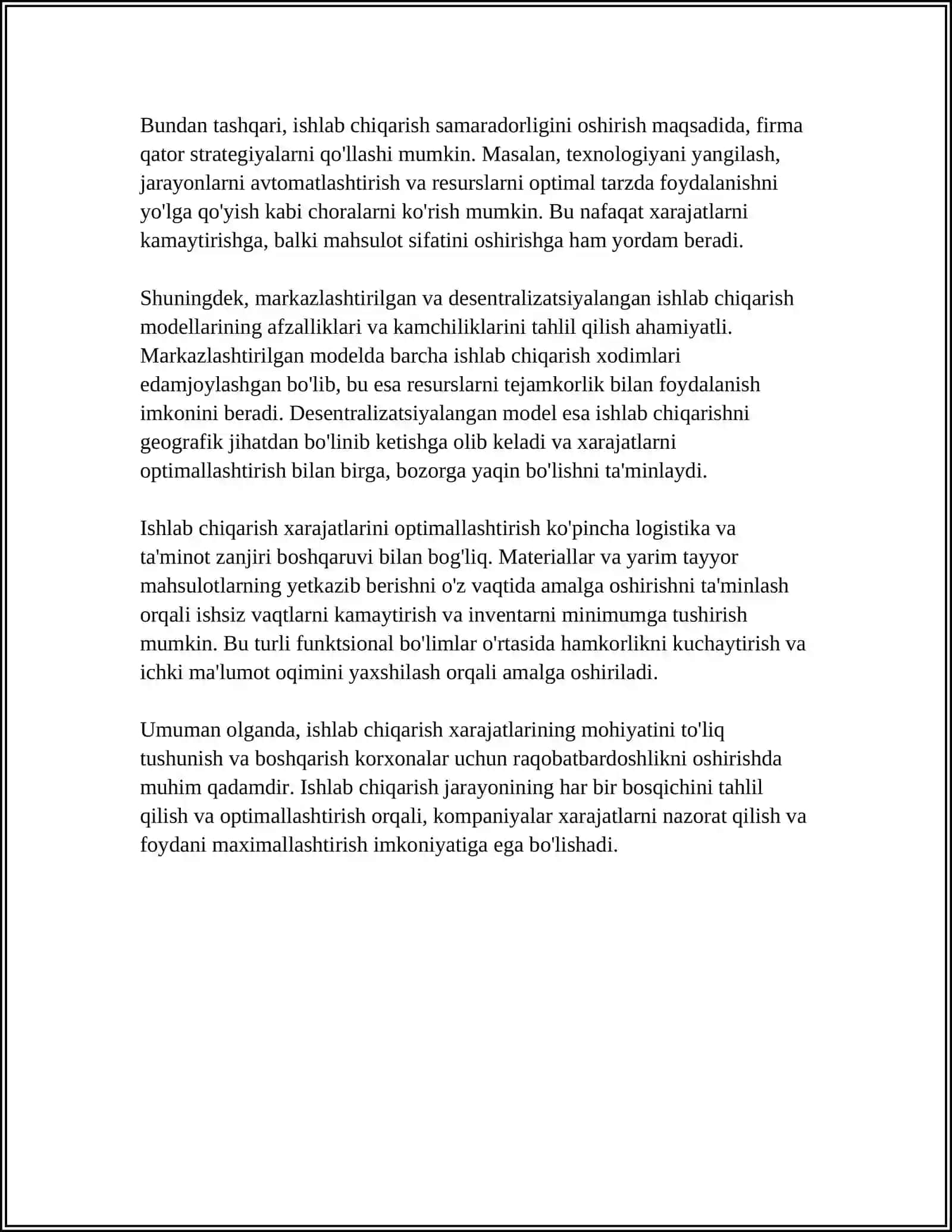 ISHLAB CHIQARISH XARAJATLARINING TARKIBI VA DINOMIKASI TAHLILI 4