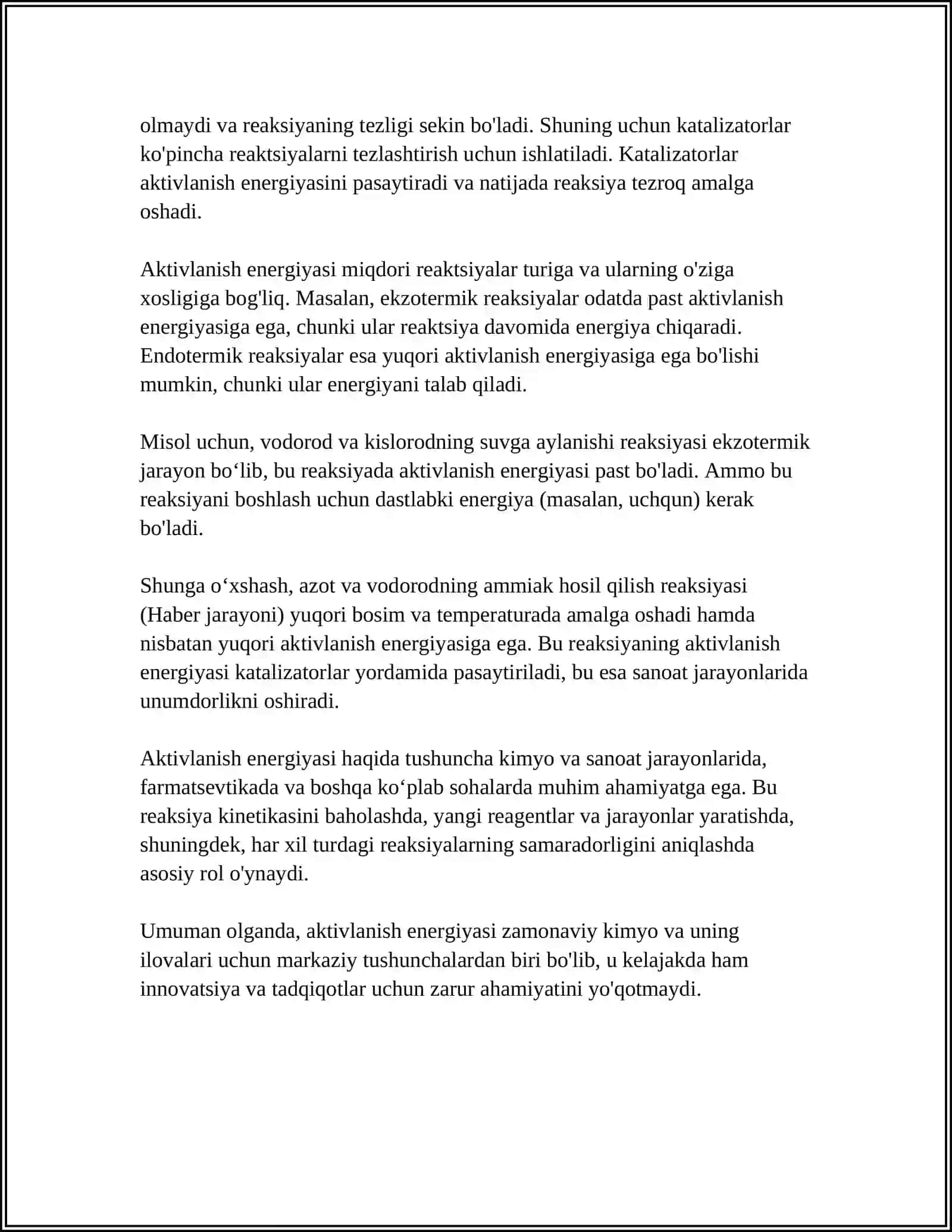 AKTIVLANISH ENERGIYASI VA UNGA TA'SIR KO'RSATUVCHI OMILLAR 4