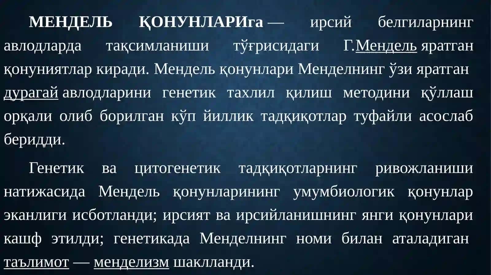 DURAGAYLASH USULI GENETIKANI ASOSI SIFATIDA 4