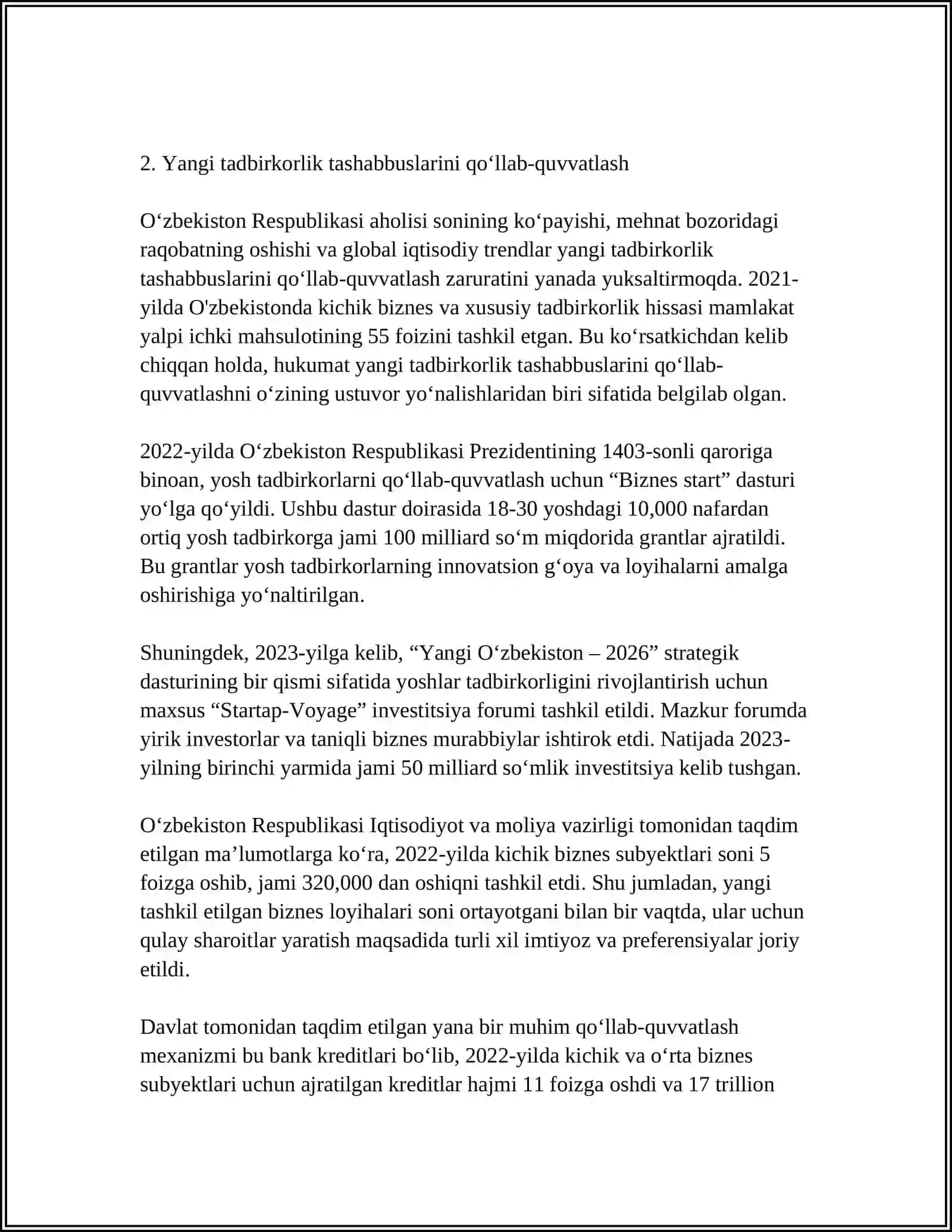 KICHIK BIZNES VA XUSUSIY TADBIRKORLIKNI RIVOJLANTIRISH MASALALARI 4