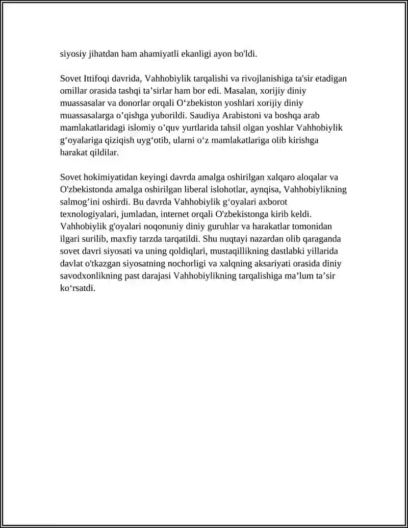 VAHHOBIYLIKNING O‘ZBEKISTONDA TARQATILISHIDA ICHKI VA TASHQI OMILLAR 4