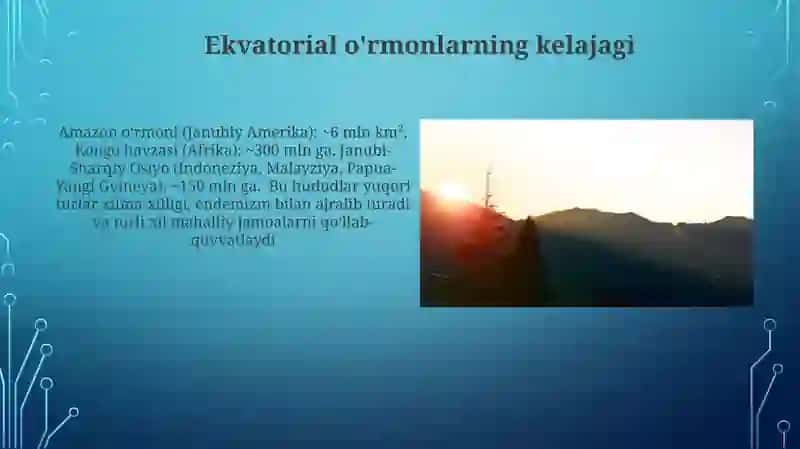 Ekvatorial oʻrmonlar zonasi tarqalgan materikal tasnifi 4