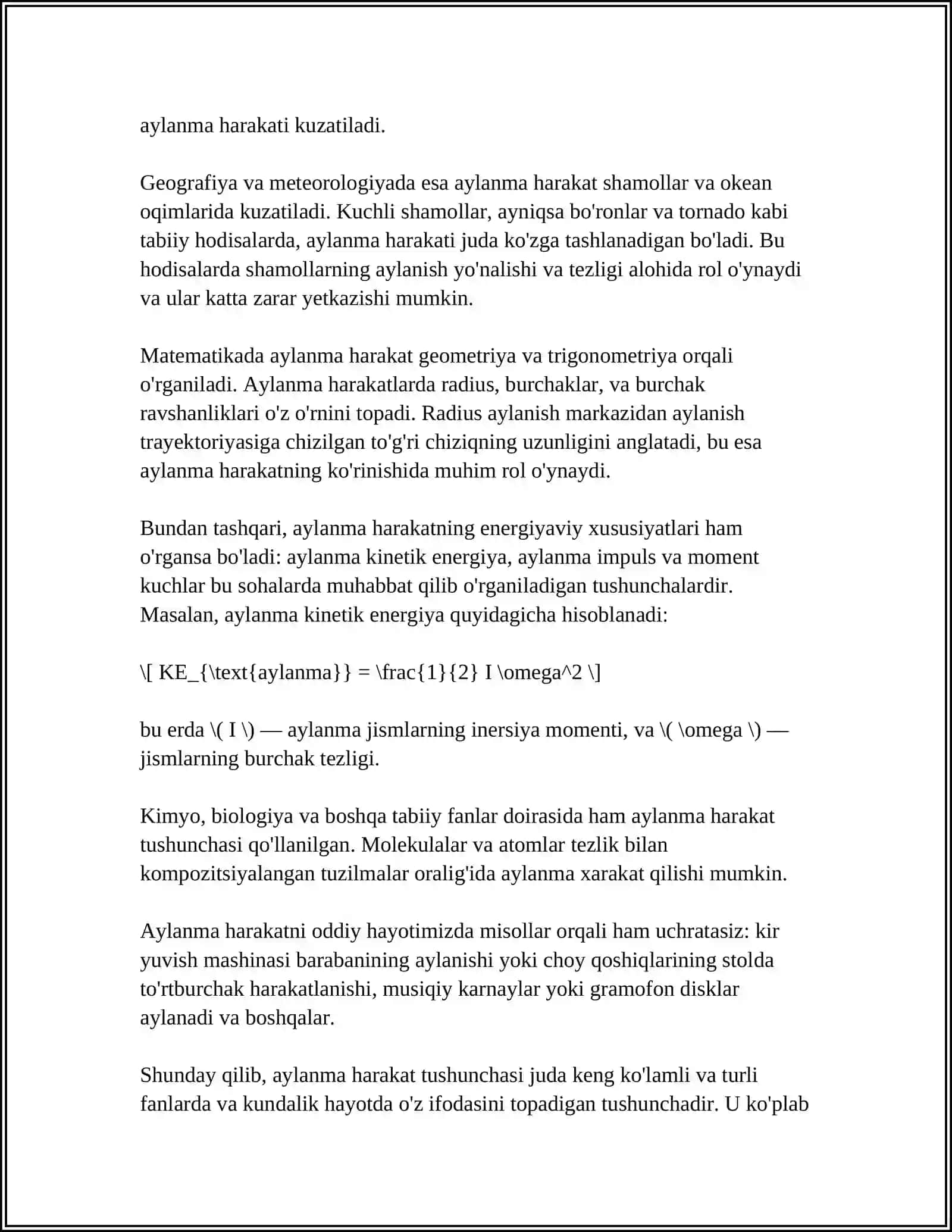 KUCH. AYLANMA HARAKAT MEXANIKASI QONUNLARI. MASSA MARKAZI 4