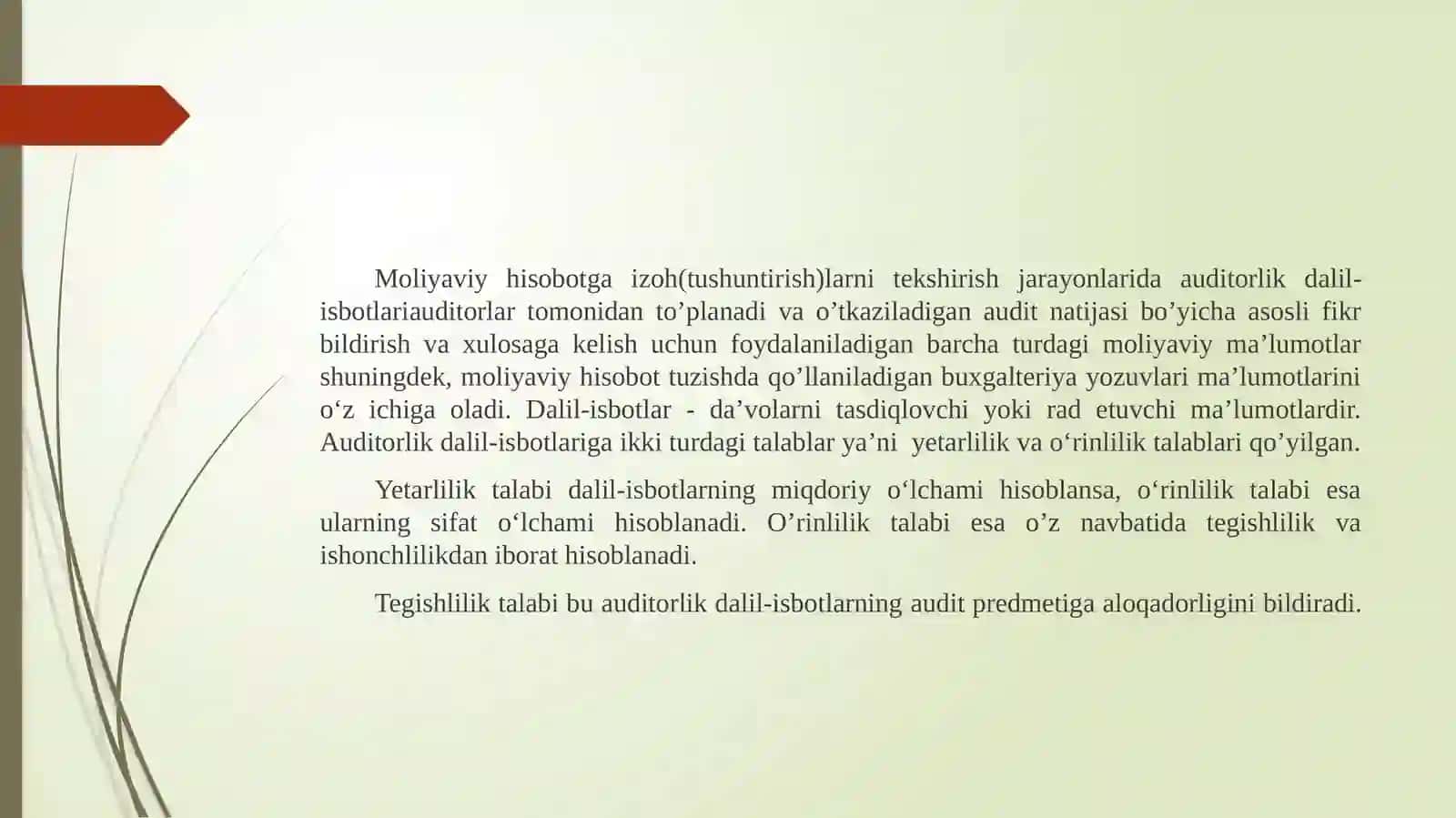 MOLIYAVIY HISOBOTGA IZOH(TUSHUNTIRISH)LARDA AKS ETTIRILGAN KO‘RSATKICHLAR AUDITI 4