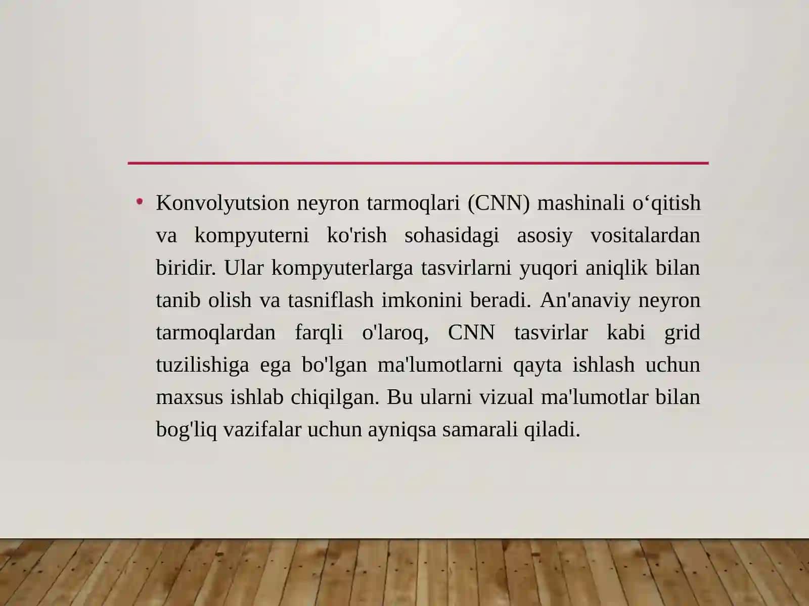 CNN arxitekturasi va ishlash strukturasi 4