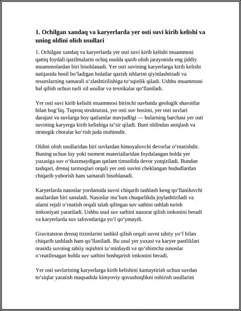 Qattiq Foydali Qazilmalarni Ochiq Usulda Qazib Olish 4
