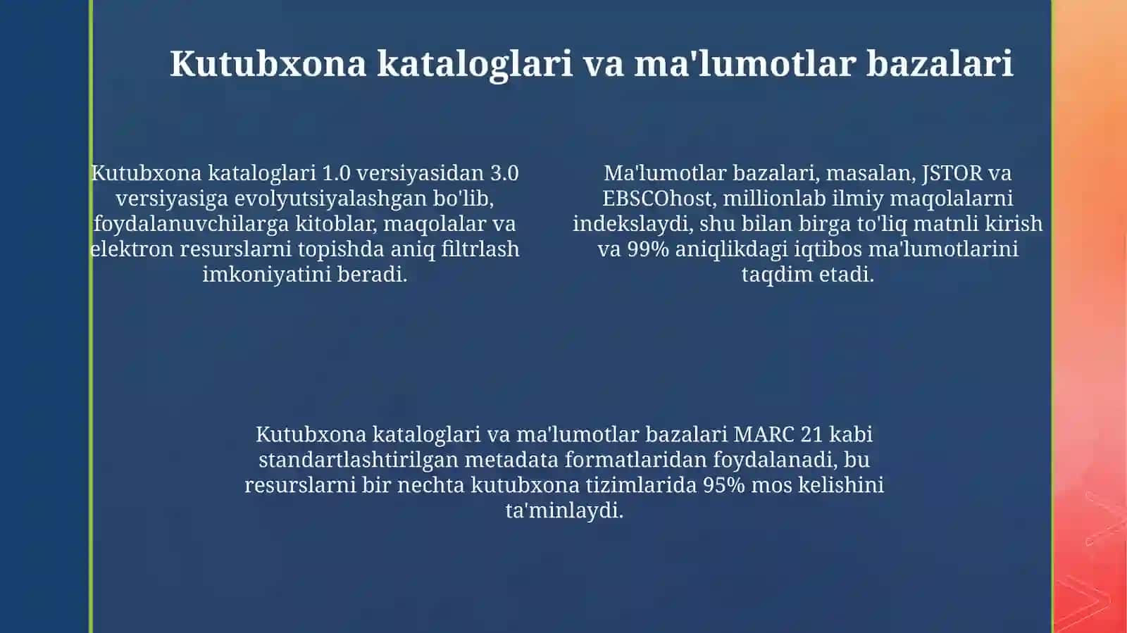 Foydalanuvchilarga kutubxona axborot xizmati ko'rsatishning asosiy ma'limot manbalari 4