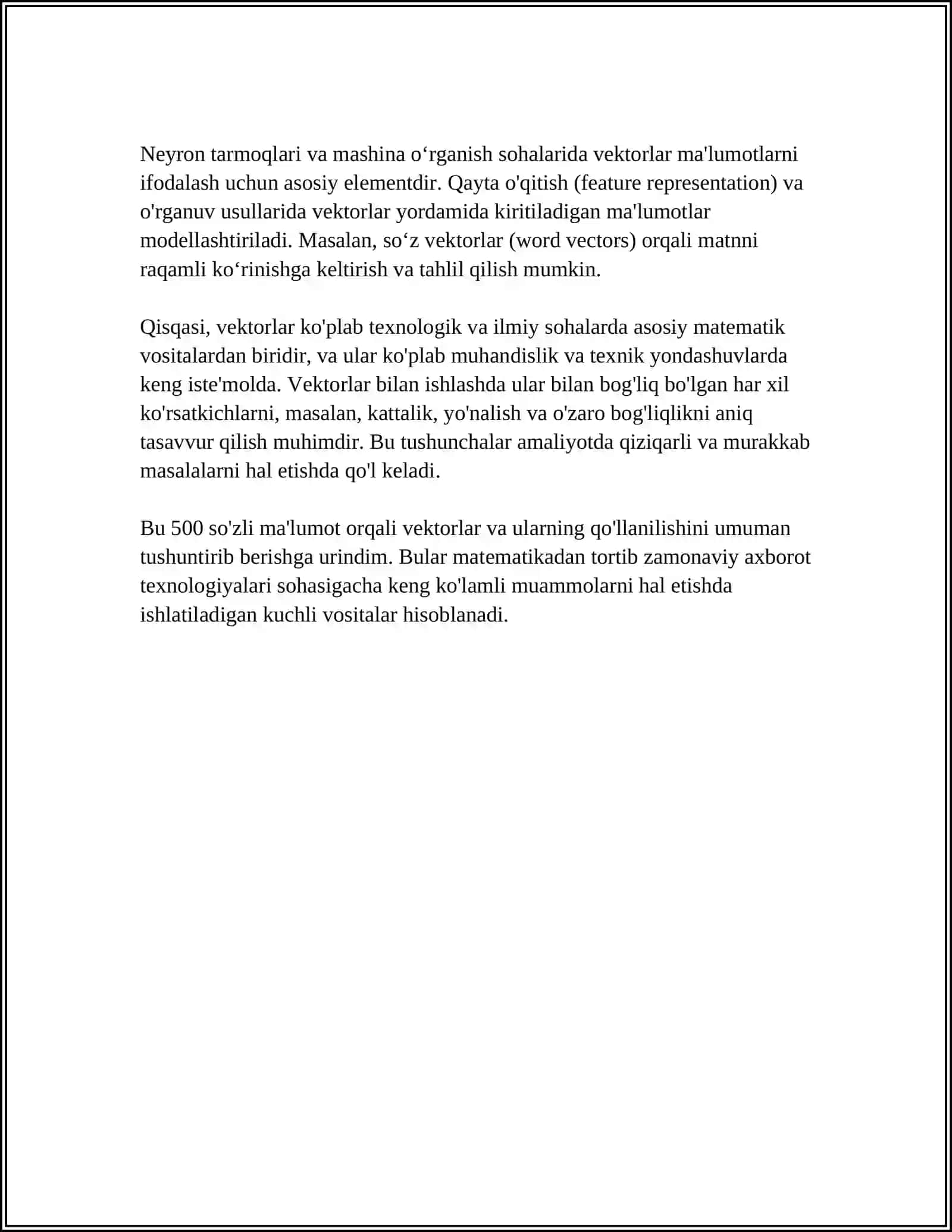VEKTOR VA ARALASH KO’PAYTMALARNING TATBIQLARI 4