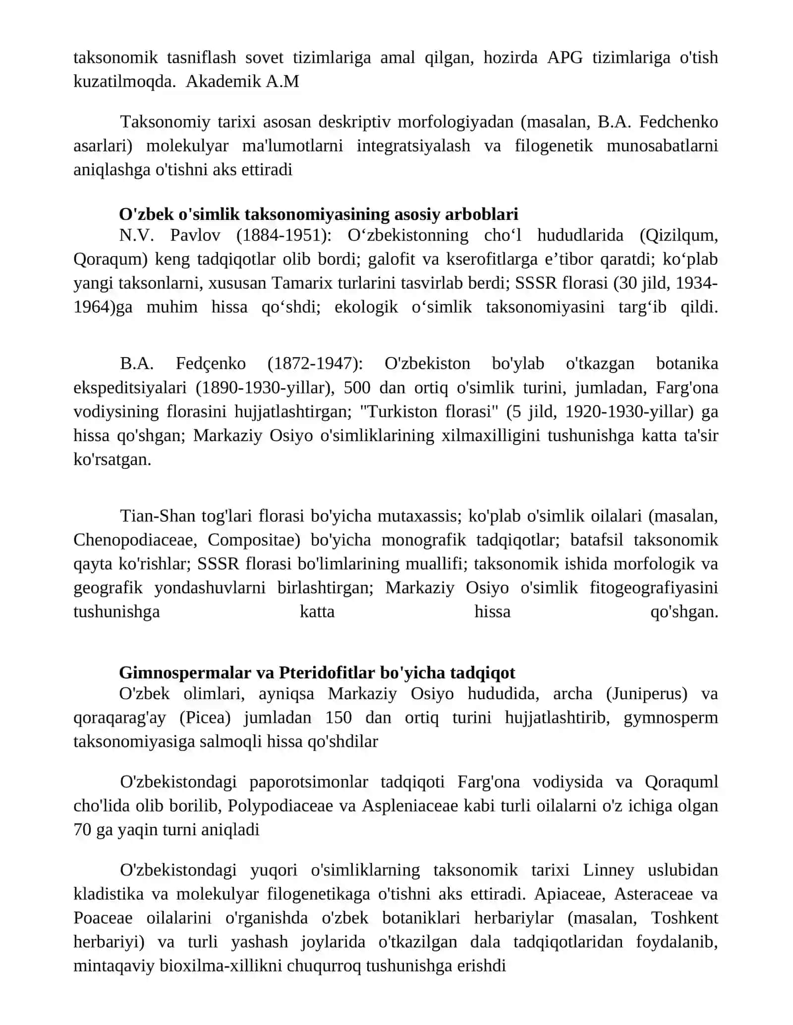 Yuksak oʻsimliklarning taksonomik tarixi 4