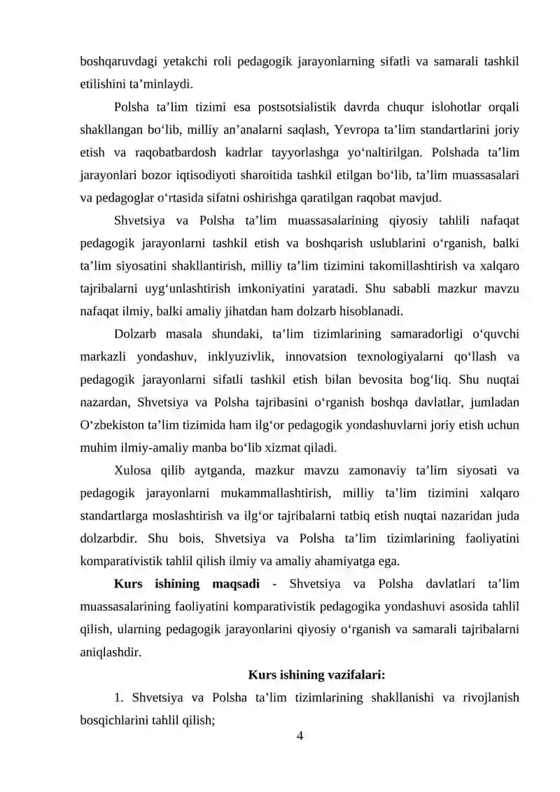 SHVETSIYA-POLSHA DAVLATLARI TA’LIM MUASSASALARINING OLIB BORILISHI VA KOM 4