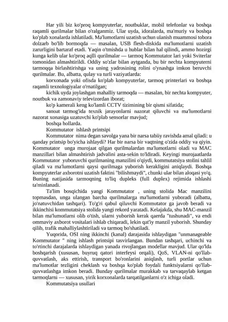 Kommutator qurilmasining turlari tuzilishi va ularga qo’yiladigan talablar 4