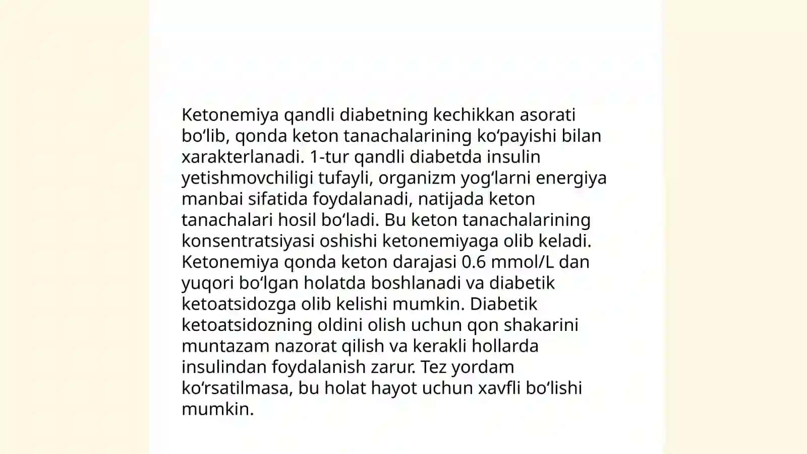 Qandli diabet va ochlikda ketonuriya va ketonemiya 4