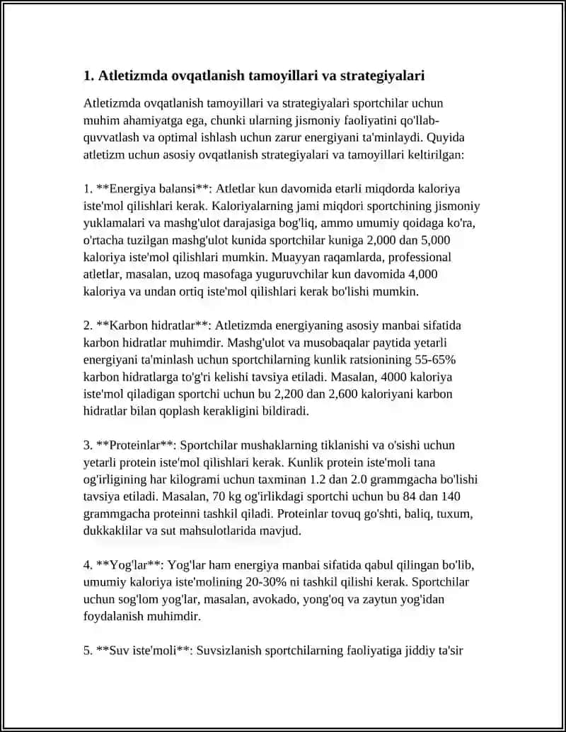 Atletizm sport turida ovqatlanish strategiyasi va tamoyillari 4